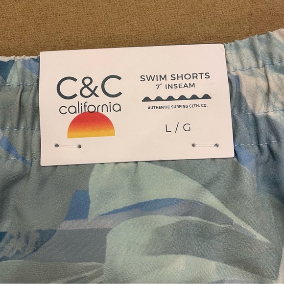 Men’s C&C California Boxer Brief Lined Tropical Print Swim Trunks Size Large New - Picture 7 of 13